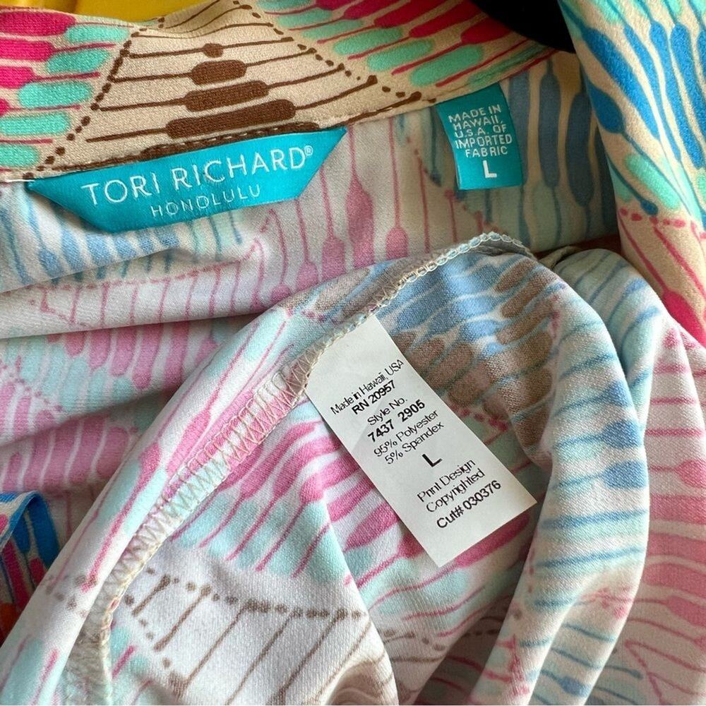 Tori Richard Honolulu Multi Colour Stretch Polo T- Shirt Mini Dress Striped L - Picture 5 of 7